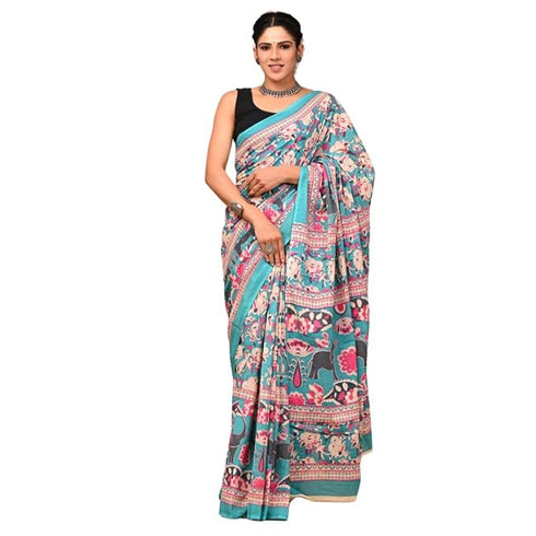 Leel Mulmul Cotton Fabric Beautiful Jaipuri Hand Block Printed Work Soft Cotton Saree